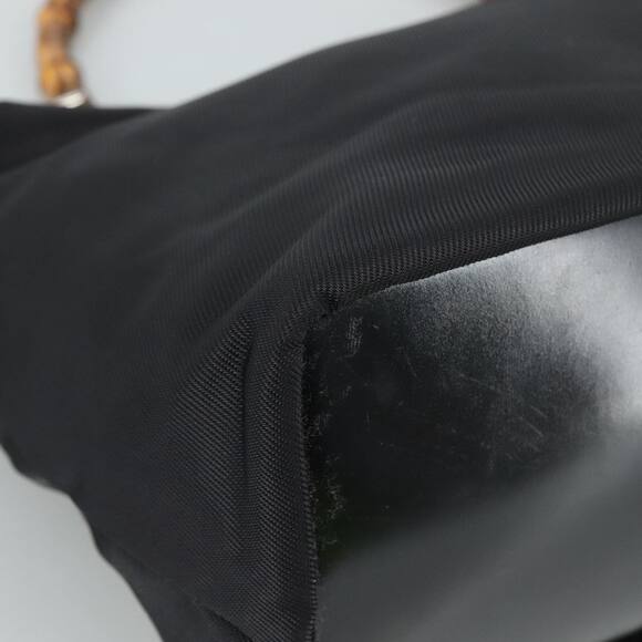 GUCCI Bamboo Hand Bag Nylon Black Silver 000 1434 000 1434 - Picture 11 of 16